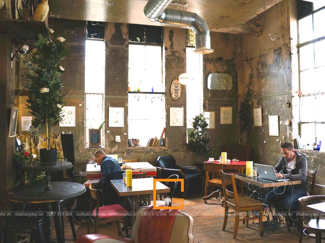 thiết kế quán cafe phong cách retro